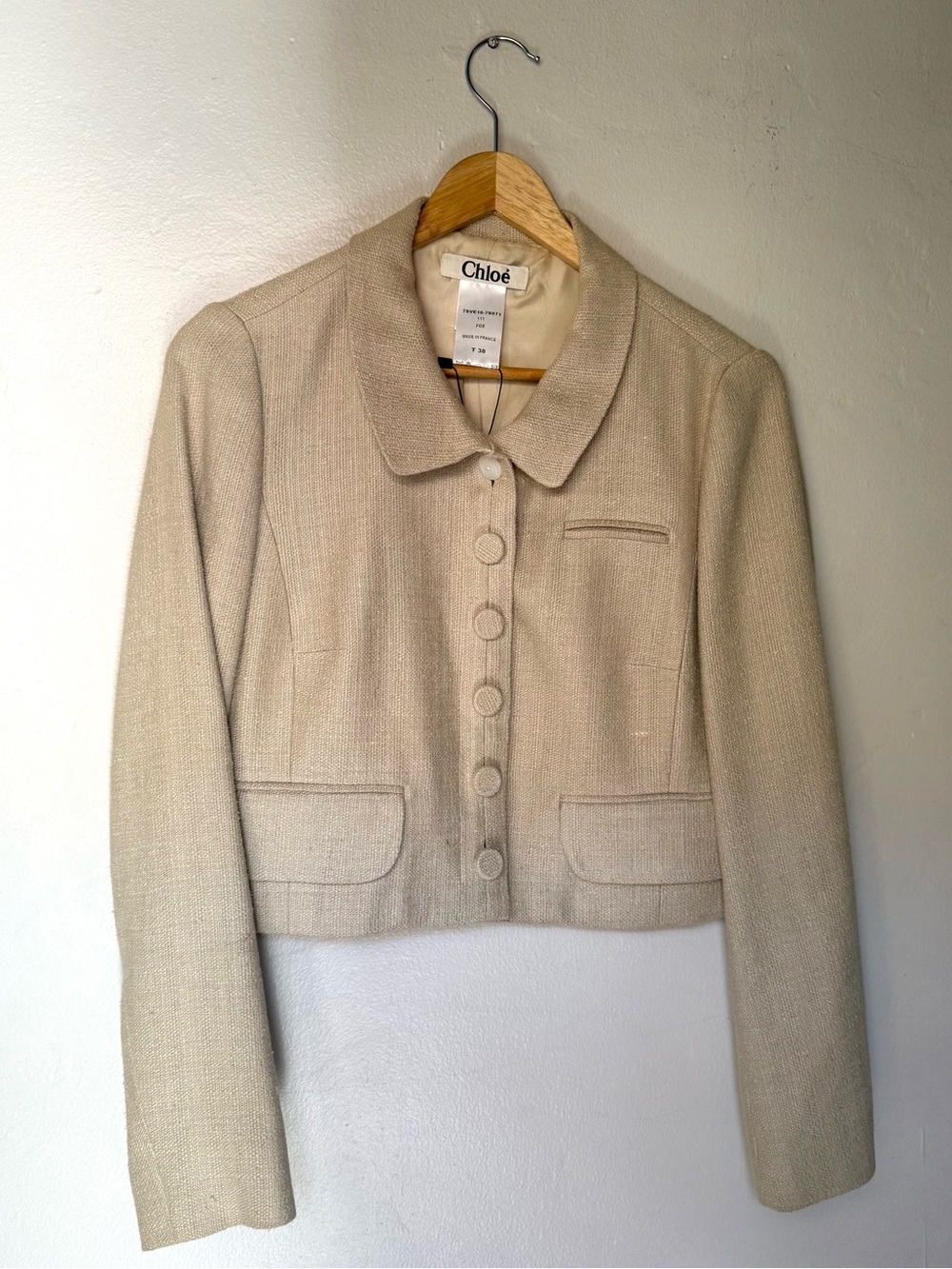 Chloe SS07 Silk Tweed Bohemian Fox Beige Jacket Blazer T 38 France Runway